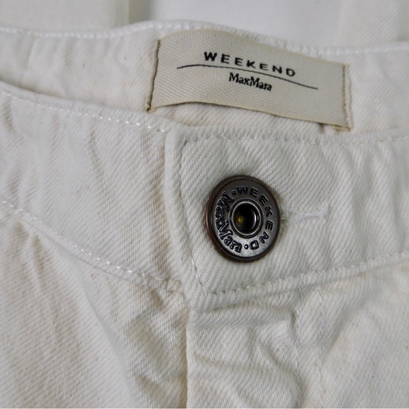 Max Mara Weekend Ginetta Wide Leg Cropped Cotton Denim Pants Jeans NWT Ivory - Picture 4 of 8